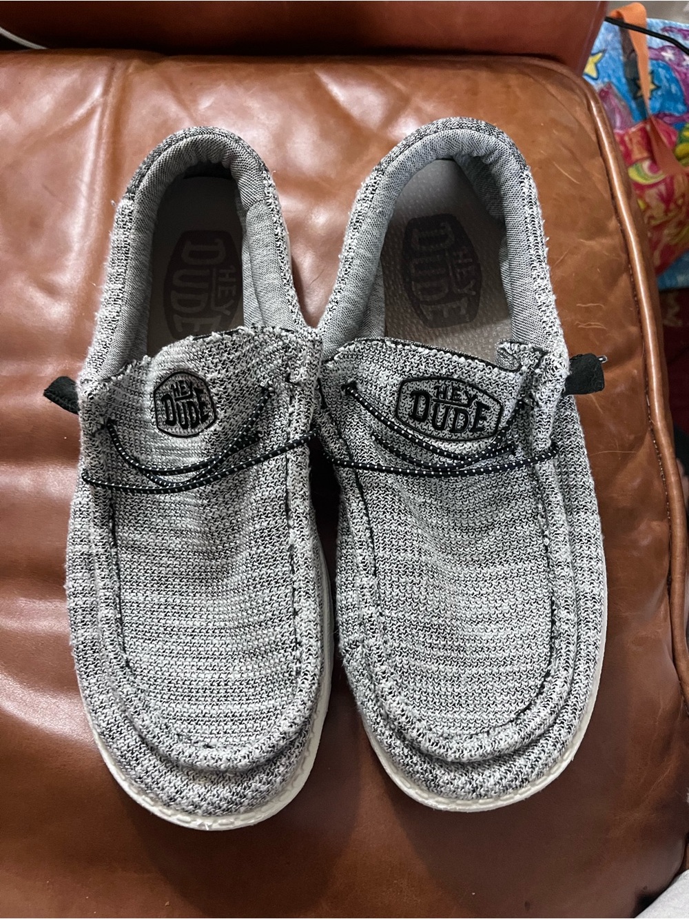 Hey Dude Gray Wally Stretch Mix Yin Yang Knit Slip-On Loafers Men 9